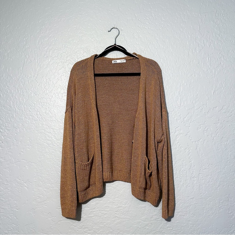 Zara Women's Brown Knit Cardigan Size L
